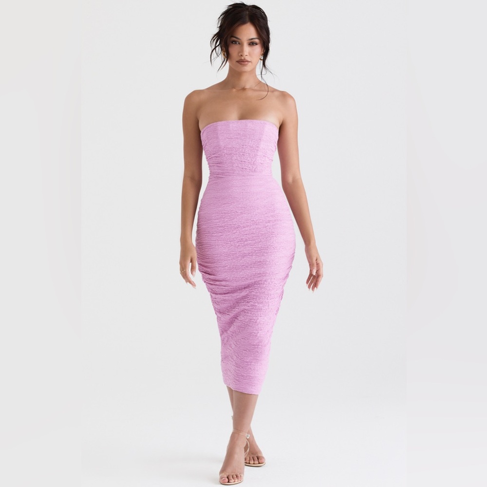 TANA HOUSR OF CB
PINK STRAPLESS CORSET MIDI DRESS